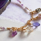 Atardecer. Collar con Amatista, herkimer, perla, pirita y swarovski.