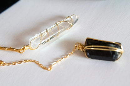 Éter. Collar con turmalina y cuarzo blanco