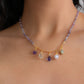 Atardecer. Collar con Amatista, herkimer, perla, pirita y swarovski.
