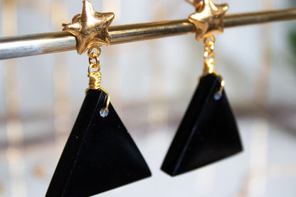 Murmullo. Aretes de estrella con obsidiana