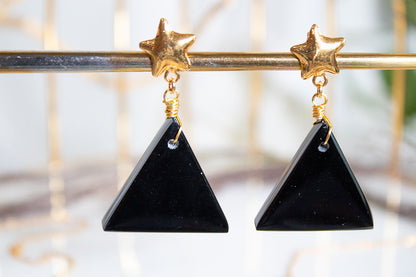 Murmullo. Aretes de estrella con obsidiana