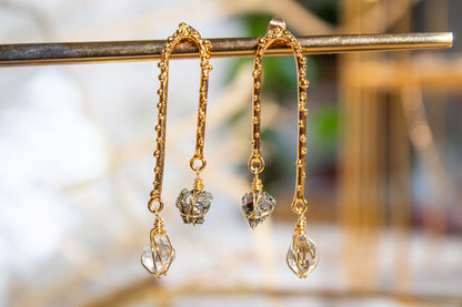 Atracción. Aretes con pirita y herkimer