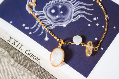 Esencia. Collar de piedra luna y citrino