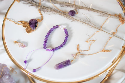 Hálito. Collar de ala de hada con amatista