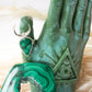 Luna. Anillo de plata con malaquita en cabujón verde