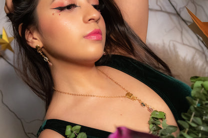 Kabil. Aretes con turmalina rosa y verde