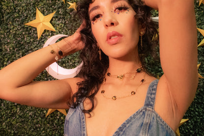 Tonalli. Choker con citrino, ojo de tigre y cuarzo ahumado