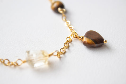 Tonalli. Bracelet with citrine, tiger's eye and smoky quartz