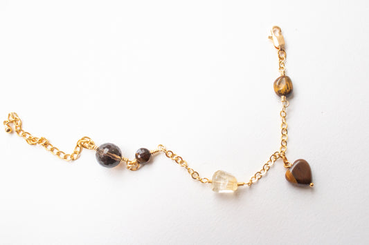 Tonalli. Bracelet with citrine, tiger's eye and smoky quartz