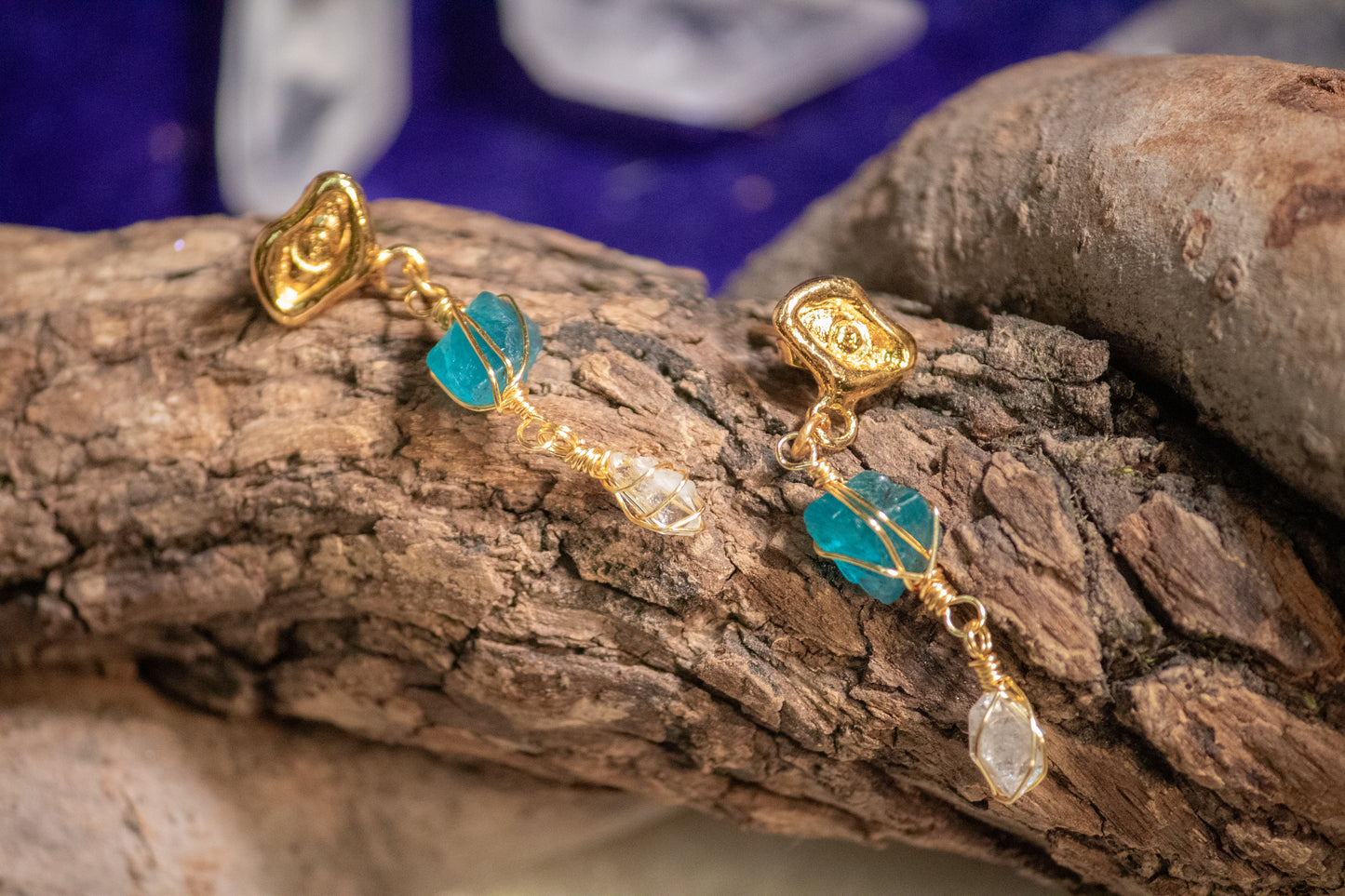 Naay. Earrings with herkimer and apatite
