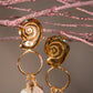 Ketzali. Aretes con perlas y cuarzo rosa