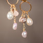 Ketzali. Aretes con perlas y cuarzo rosa