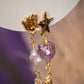 Itza. Aretes con amatista, cuarzo blanco y perlas
