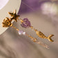 Itza. Aretes con amatista, cuarzo blanco y perlas