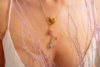 Xareni. Collar con rubí y herkimer