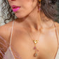Xareni. Collar con rubí y herkimer
