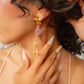 Itza. Aretes con amatista, cuarzo blanco y perlas