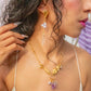 Itza. Aretes con amatista, cuarzo blanco y perlas