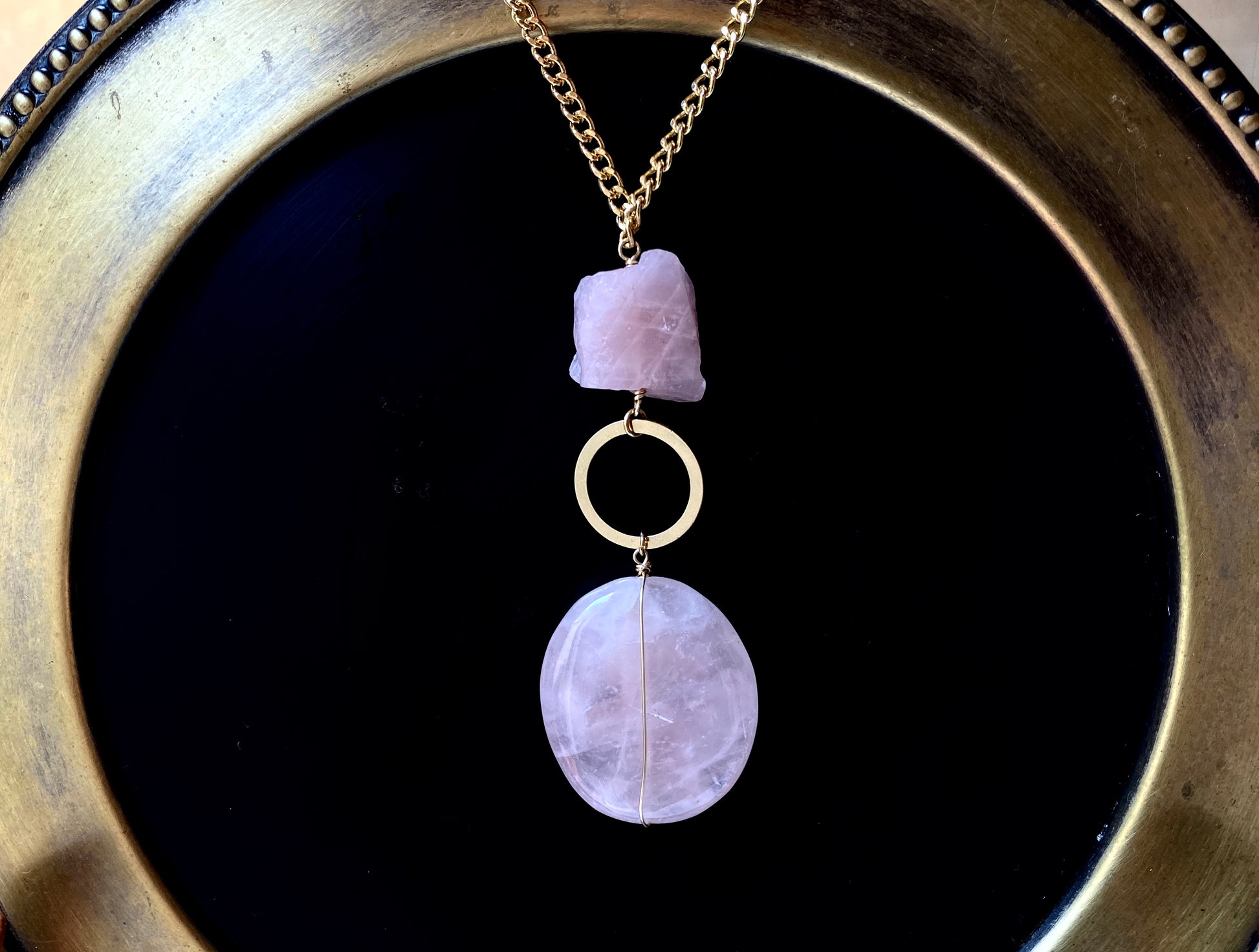 Collar cuarzo rosa elipse - Color Mineral