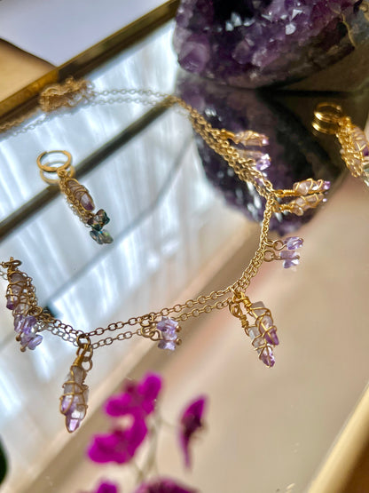 Collar libertad. Amatistas & mariposas de swarovski - Color Mineral