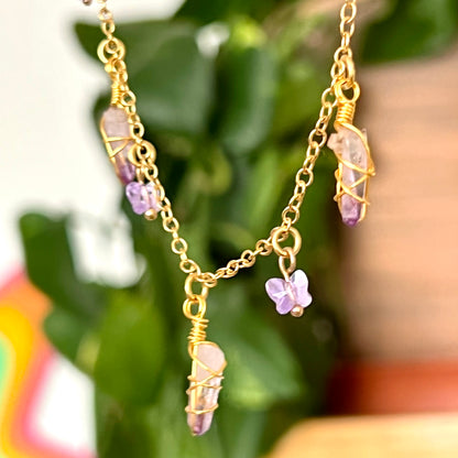 Collar libertad. Amatistas & mariposas de swarovski - Color Mineral