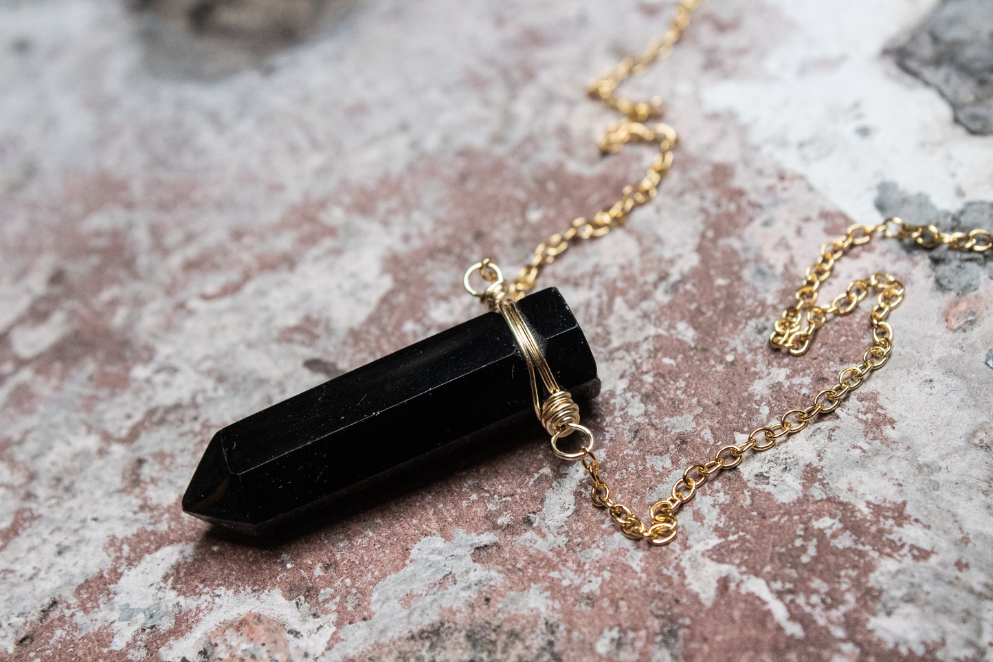 Nix. Black, gold or mahogany obsidian tip necklace